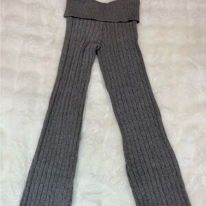 NWT • Harlow Charcoal Ribbed Flare Knit Pants